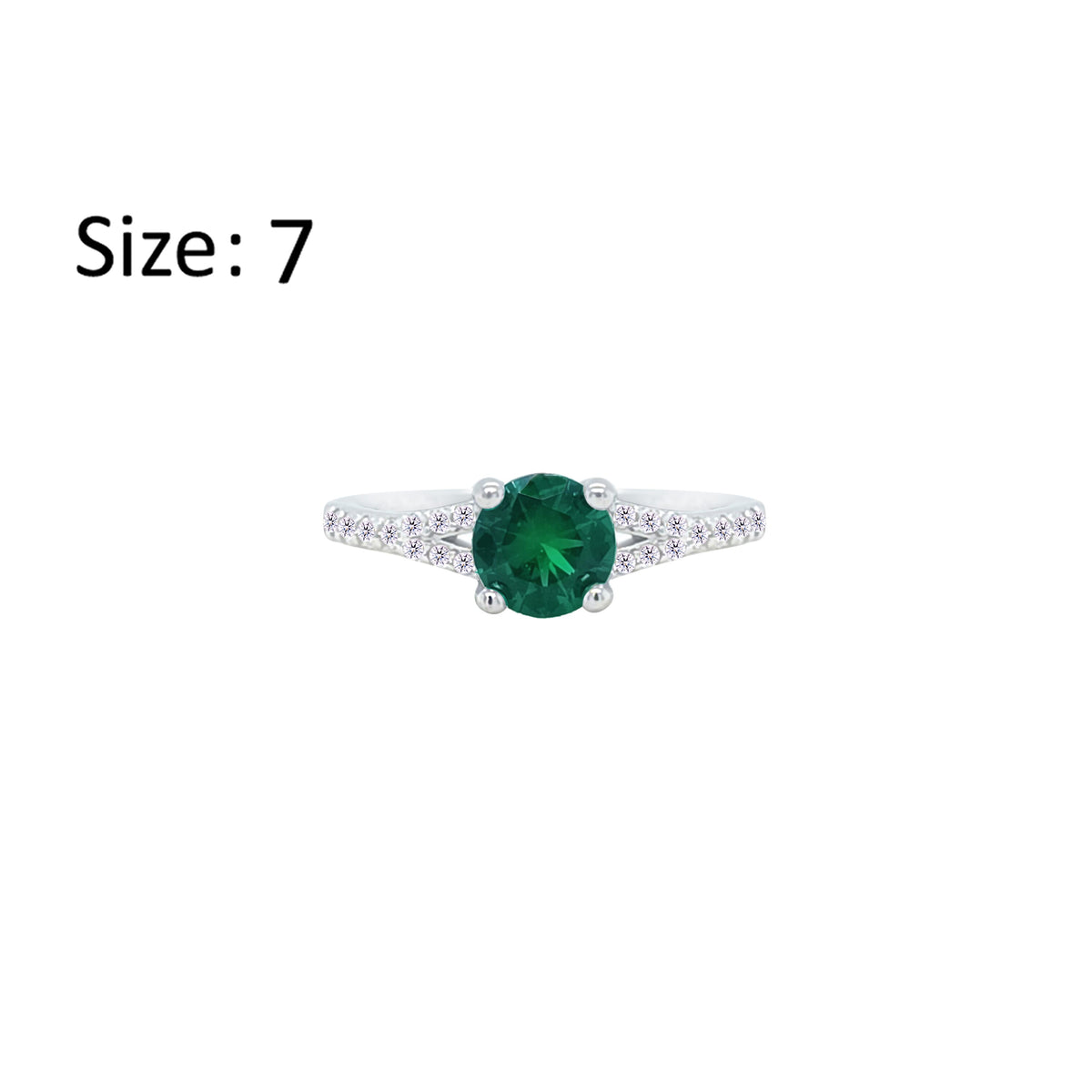 Asfour Crystal Fashion Ring With Emerald Green Round Design In 925 Sterling Silver-RM0143-G-7