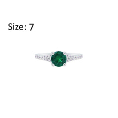 Asfour Creations Fashion Ring With Emerald Green Round Design In 925 Sterling Silver – Size 7 – RM0143-G-7