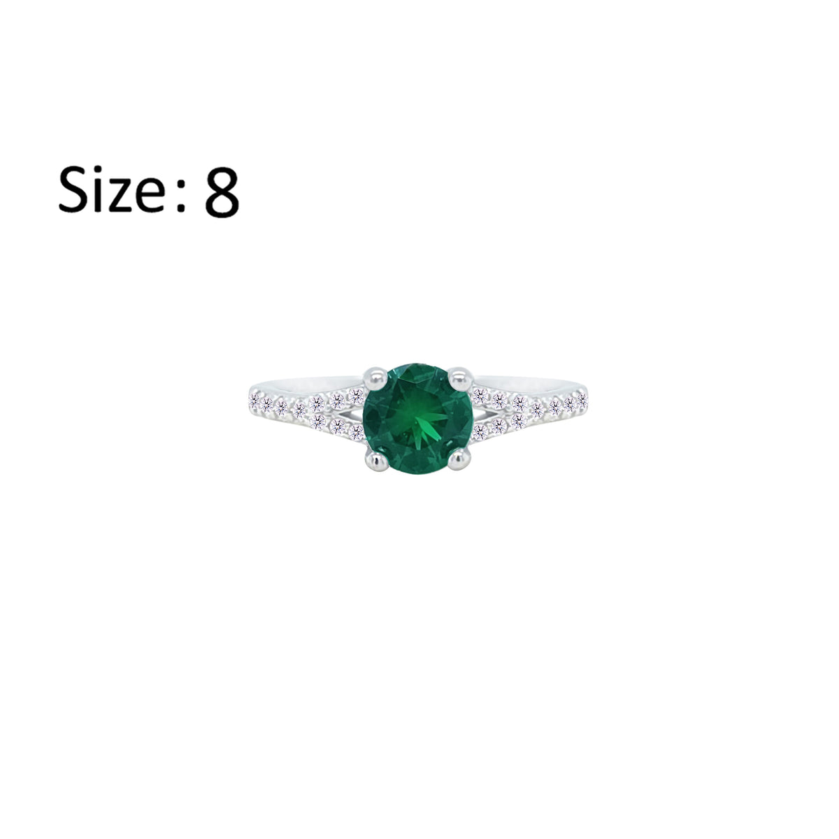 Asfour Crystal Fashion Ring With Emerald Green Round Design In 925 Sterling Silver-RM0143-G-8