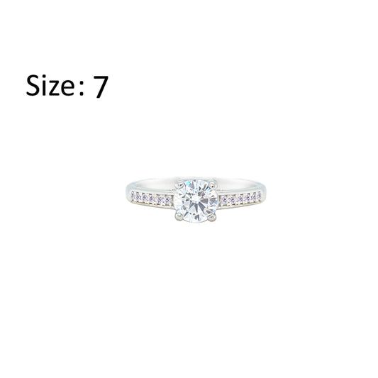 Asfour Crystal Fashion Ring With Round Design Inlaid With Zircon In 925 Sterling Silver-RM0144-7