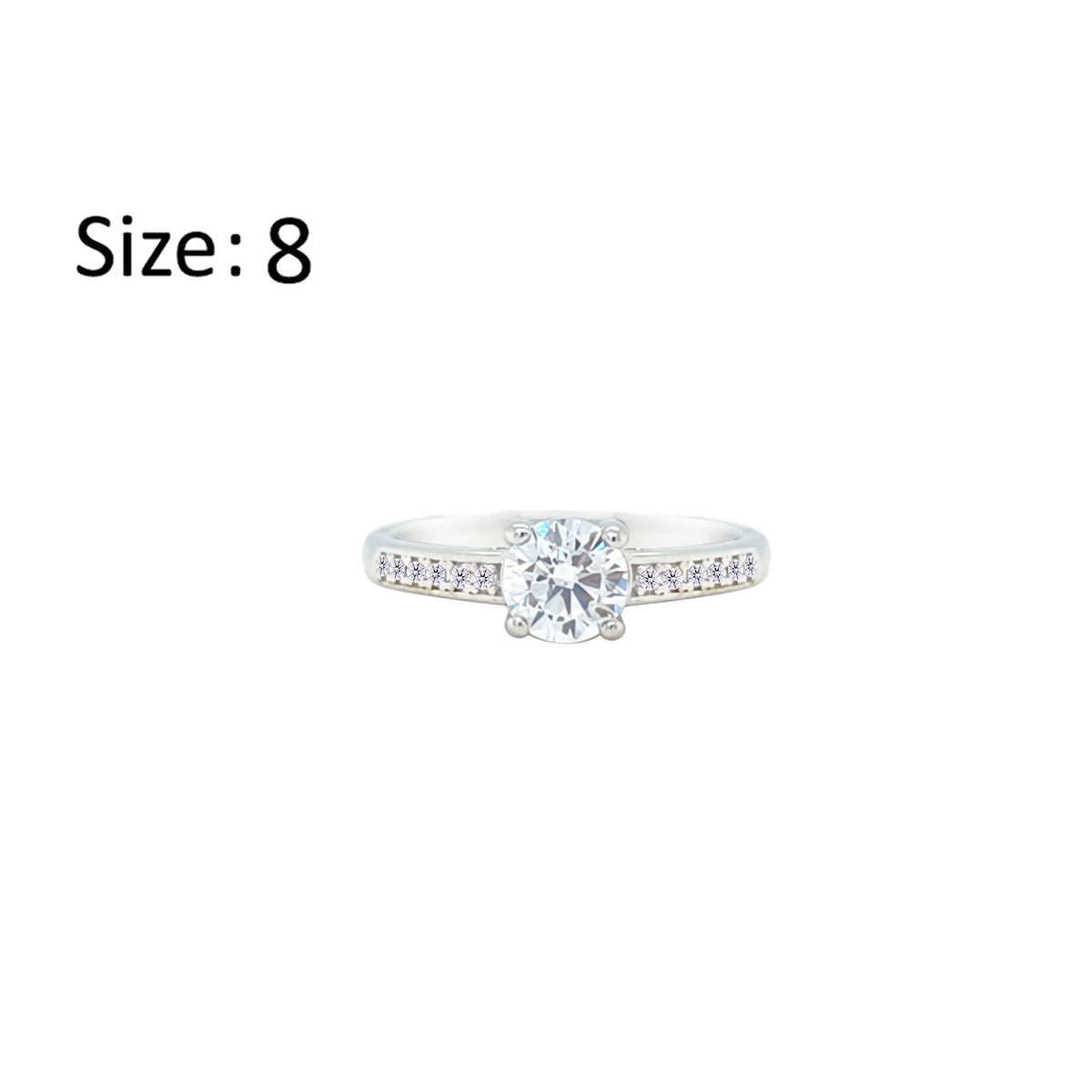 Asfour Crystal Fashion Ring With Round Design Inlaid With Zircon In 925 Sterling Silver-RM0144-8