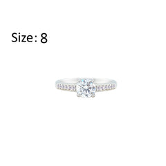 Asfour Creations Fashion Ring With Round Design Inlaid With Zircon In 925 Sterling Silver – Size 8 – RM0144-8