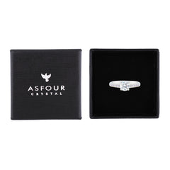 Asfour Creations Fashion Ring With Round Design Inlaid With Zircon In 925 Sterling Silver – Size 8 – RM0144-8