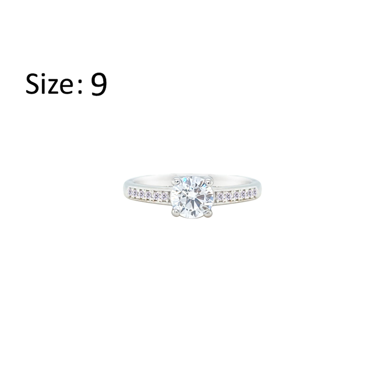 Asfour Crystal Fashion Ring With Round Design Inlaid With Zircon In 925 Sterling Silver-RM0144-9
