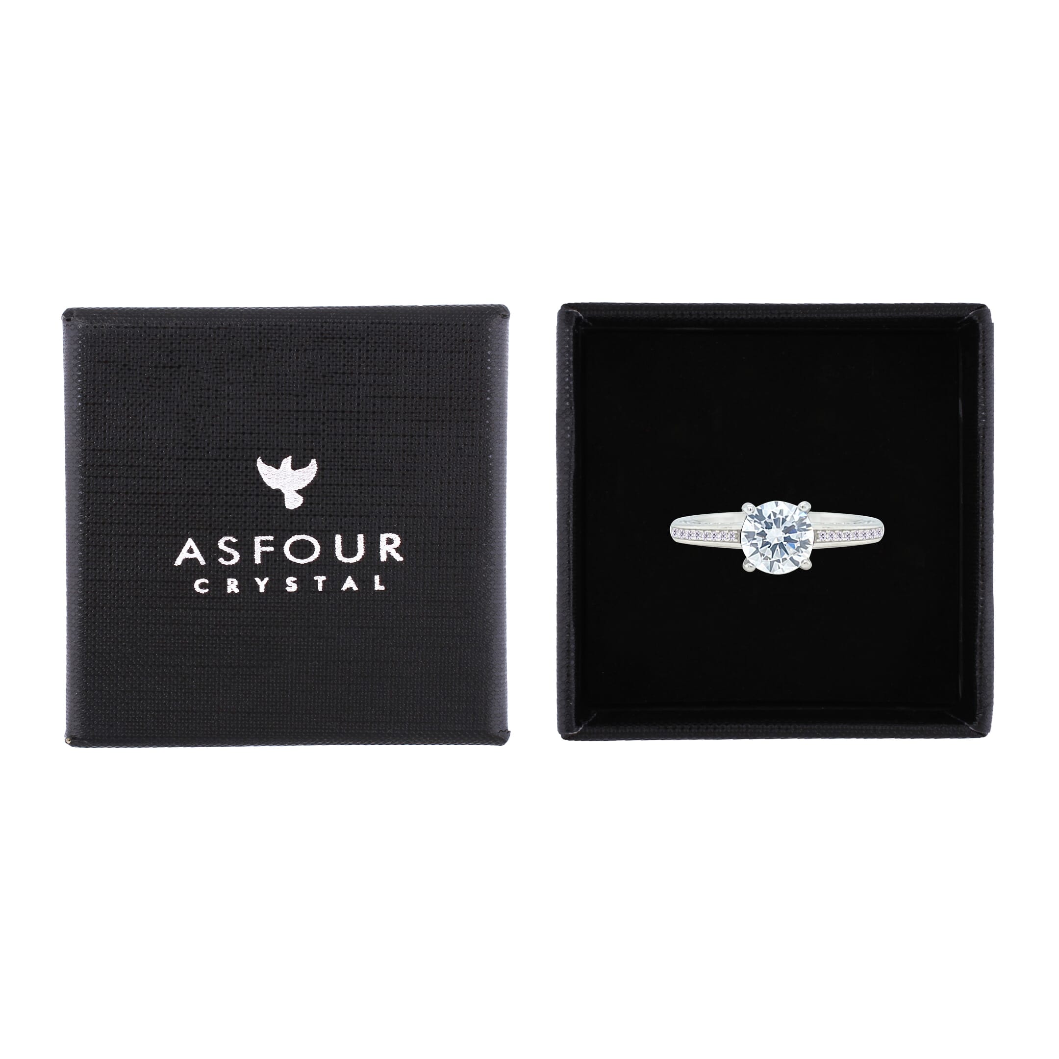 Asfour Crystal Fashion Ring With Round Design Inlaid With Zircon In 925 Sterling Silver-RM0146-7