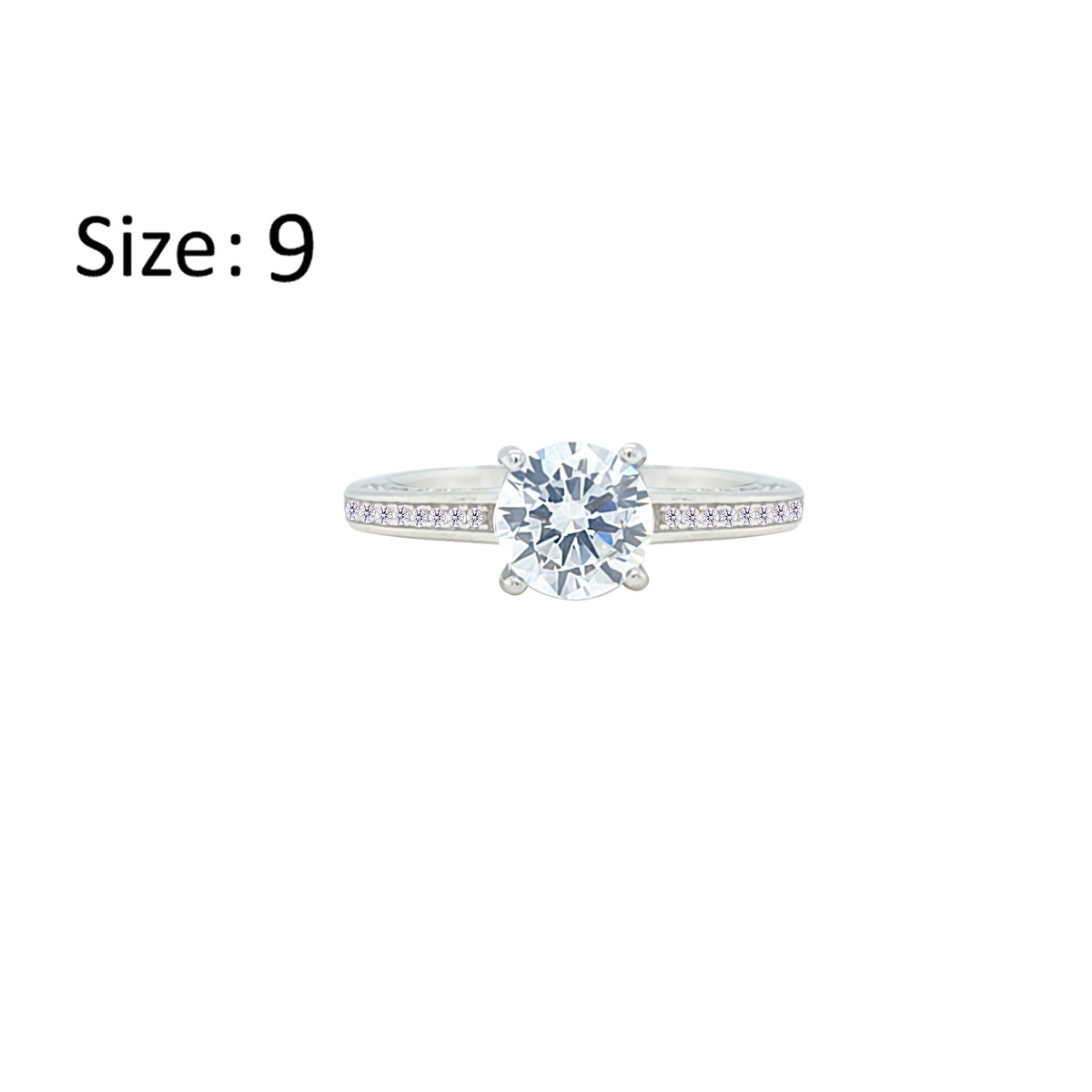 Asfour Crystal Fashion Ring With Round Design Inlaid With Zircon In 925 Sterling Silver-RM0146-9