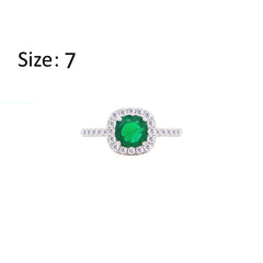 Asfour Creations Halo Ring With Emerald Green Square Design In 925 S – Size 7 – RM0147-G-7