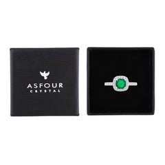 Asfour Creations Halo Ring With Emerald Green Square Design In 925 S – Size 7 – RM0147-G-7