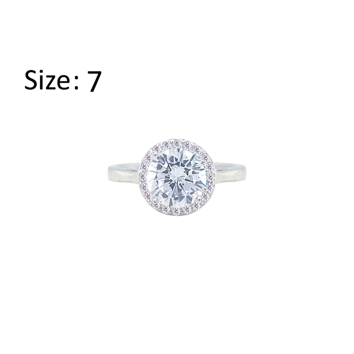 Asfour Crystal Halo Ring With Zircon Round Design In 925 Sterling Silver-RM0148-7