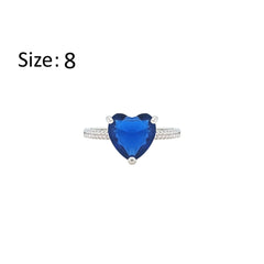 Asfour Creations Fashion Ring With Blue Heart Design In 925 Sterling Silver – Size 8 – RM0149-B-8