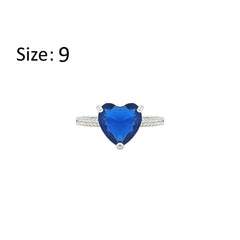 Asfour Creations Fashion Ring With Blue Heart Design In 925 Sterling Silver – Size 9 – RM0149-B-9