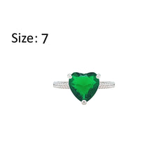Asfour Creations Fashion Ring With Emerald Green Heart Design In 925 Sterling Silver – Size 7 – RM0149-G-7