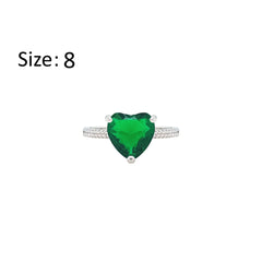 Asfour Creations Fashion Ring With Emerald Green Heart Design In 925 Sterling Silver – Size 8 – RM0149-G-8