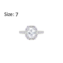 Asfour Creations Fashion Ring With Zircon Oval Design In 925 Sterling Silver – Size 7 – RM0156-7