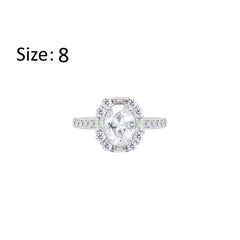 Asfour Creations Fashion Ring With Zircon Oval Design In 925 Sterling Silver – Size 8 – RM0156-8