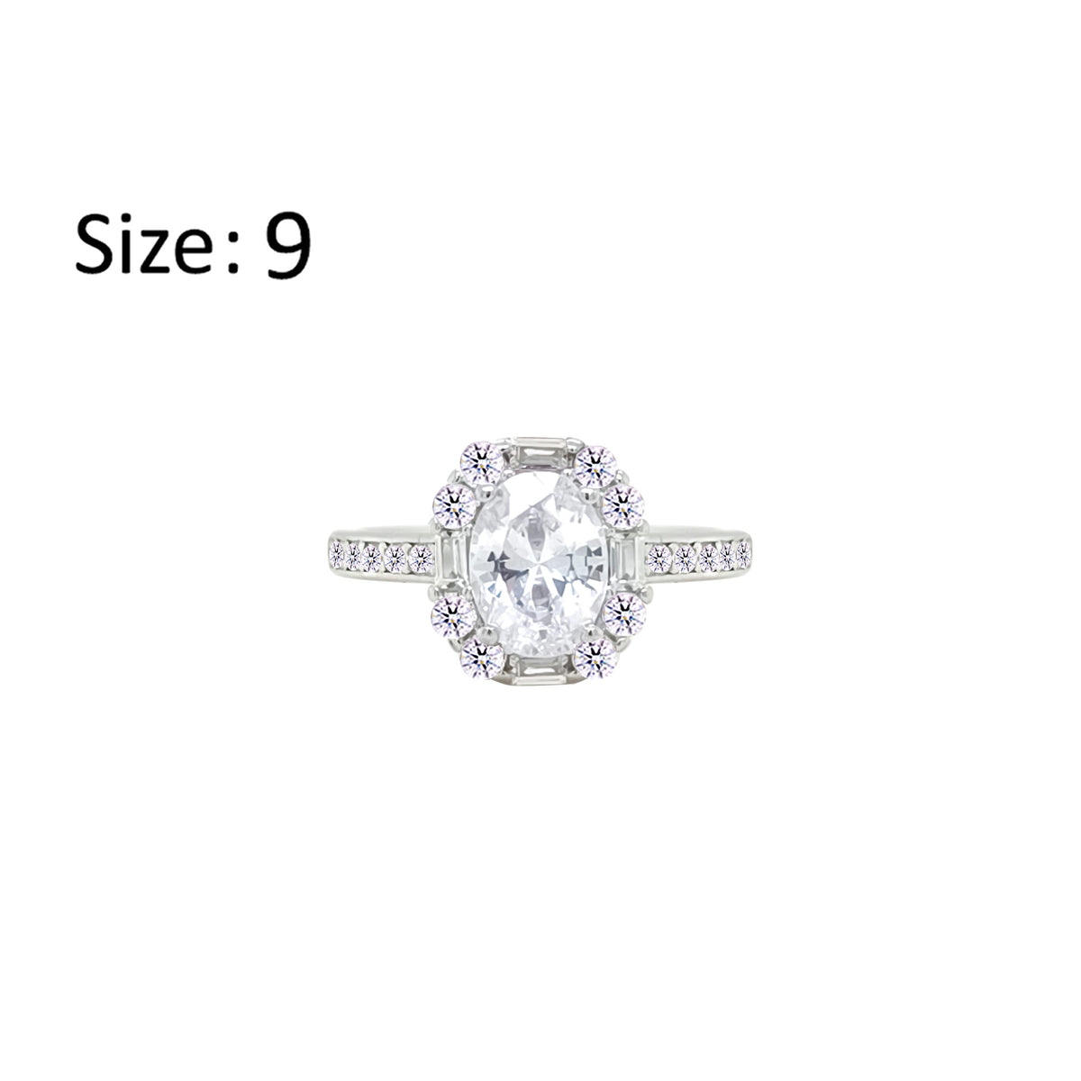 Asfour Crystal Fashion Ring With Zircon Oval Design In 925 Sterling Silver-RM0156-9