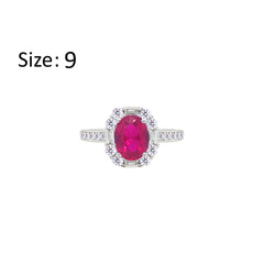 Asfour Creations Fashion Ring With Fuchsia Oval Design In 925 Sterling Silver – Size 9 – RM0156-F-9