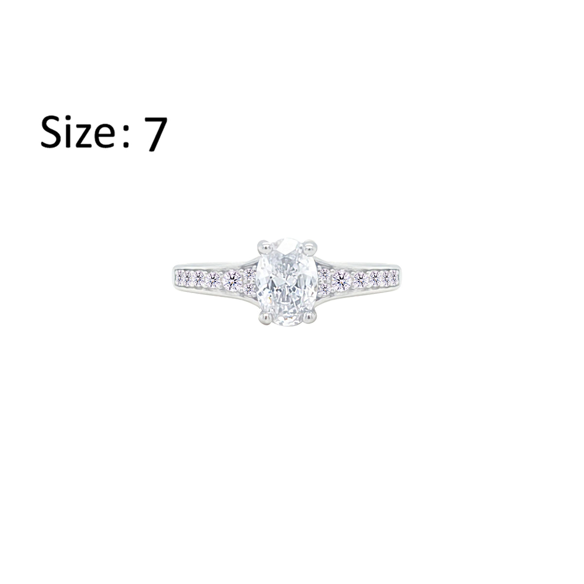 Asfour Crystal Fashion Ring With Zircon Oval Design In 925 Sterling Silver-RM0157-7