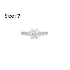 Asfour Creations Fashion Ring With Zircon Oval Design In 925 Sterling Silver – Size 7 – RM0157-7