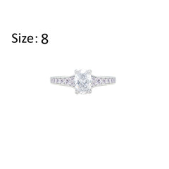 Asfour Creations Fashion Ring With Zircon Oval Design In 925 Sterling Silver – Size 8 – RM0157-8