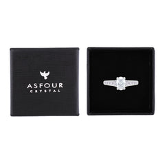 Asfour Creations Fashion Ring With Zircon Oval Design In 925 Sterling Silver – Size 8 – RM0157-8