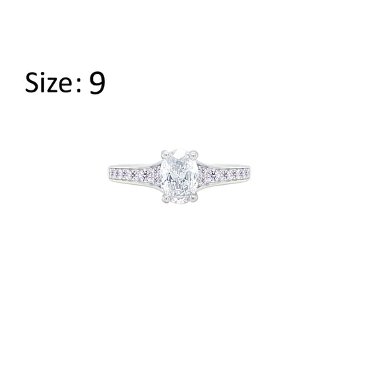 Asfour Crystal Fashion Ring With Zircon Oval Design In 925 Sterling Silver-RM0157-9