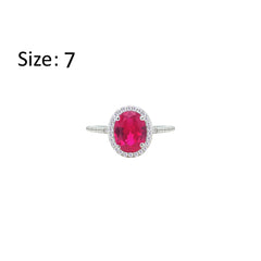 Asfour Creations Halo Ring With Fuchsia Oval Design In 925 Sterling Silver – Size 7 – RM0158-F-7