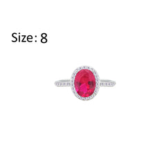 Asfour Creations Halo Ring With Fuchsia Oval Design In 925 Sterling Silver – Size 8 – RM0161-F-8