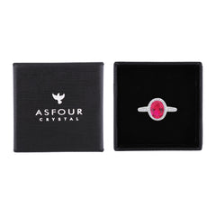 Asfour Creations Halo Ring With Fuchsia Oval Design In 925 Sterling Silver – Size 9 – RM0161-F-9