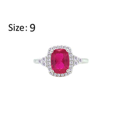 Asfour Crystal Halo Ring With Ruby Emerald Design In 925 Sterling Silver-RM0164-R-9