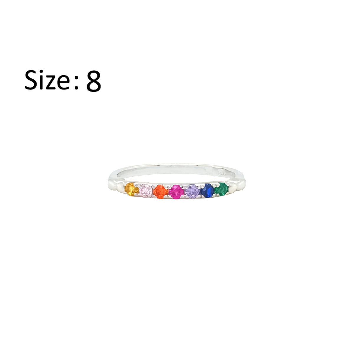 Asfour Crystal Fashion Ring With Multi Color Zircon Stones In 925 Sterling Silver-RM0165-K-8