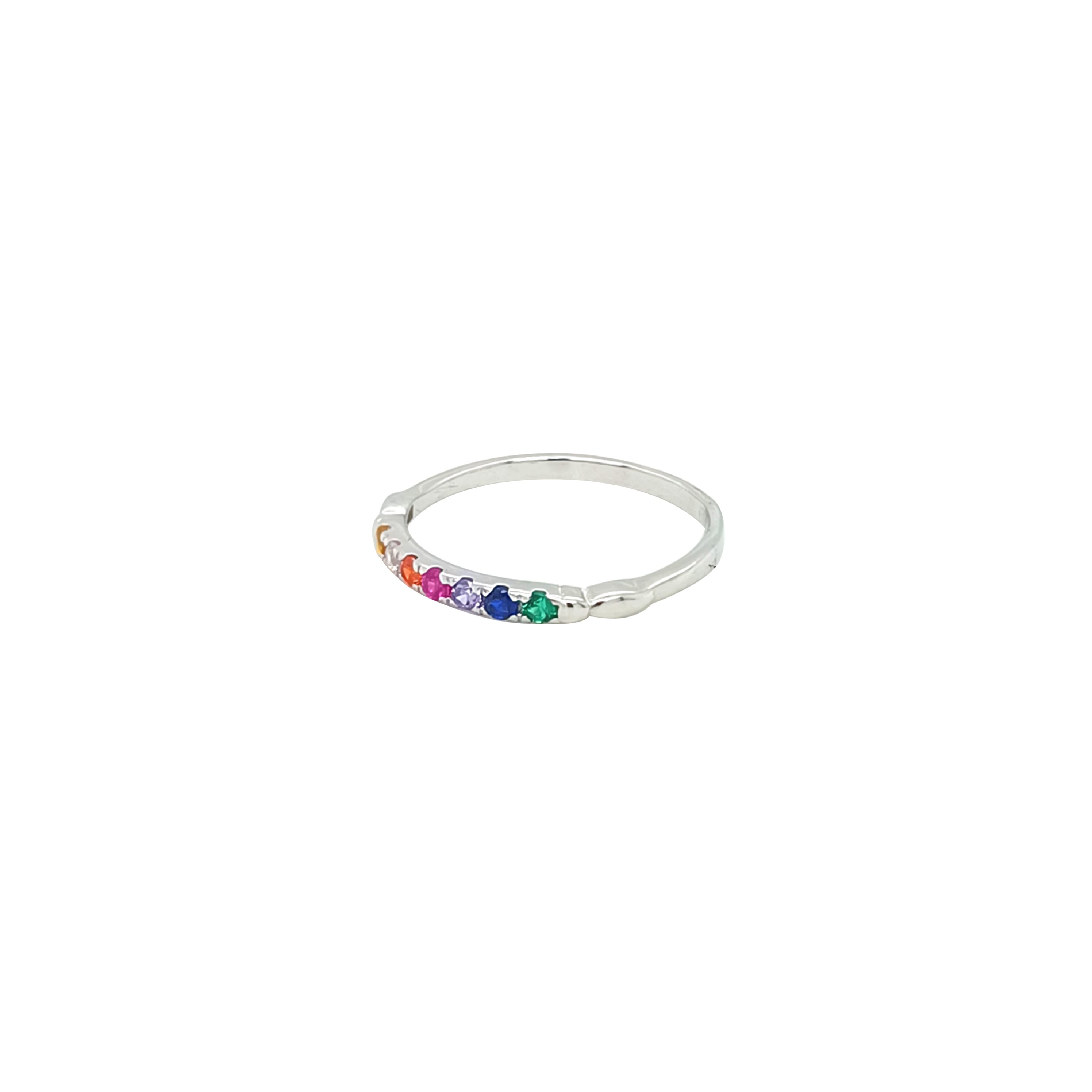Asfour Crystal Fashion Ring With Multi Color Zircon Stones In 925 Sterling Silver-RM0165-K-8