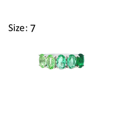 Asfour Creations Fashion Ring With Gradient Green Emerald Oval Stones In 925 Sterling Silver – Size 7 – RM0167-GXLG-7