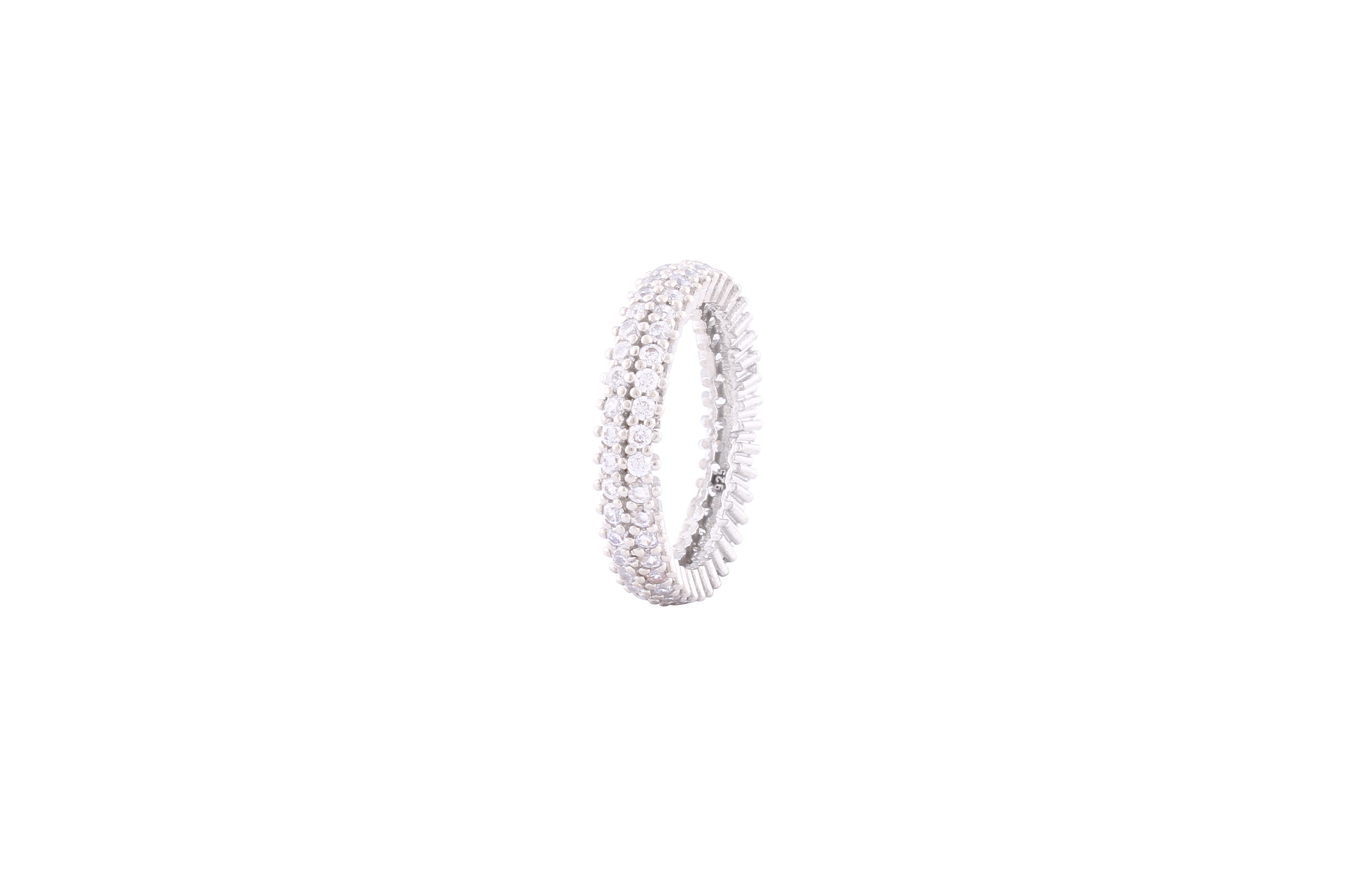 Asfour Band Ring With Round Zircon Stones In 925 Sterling Silver RR0283-9