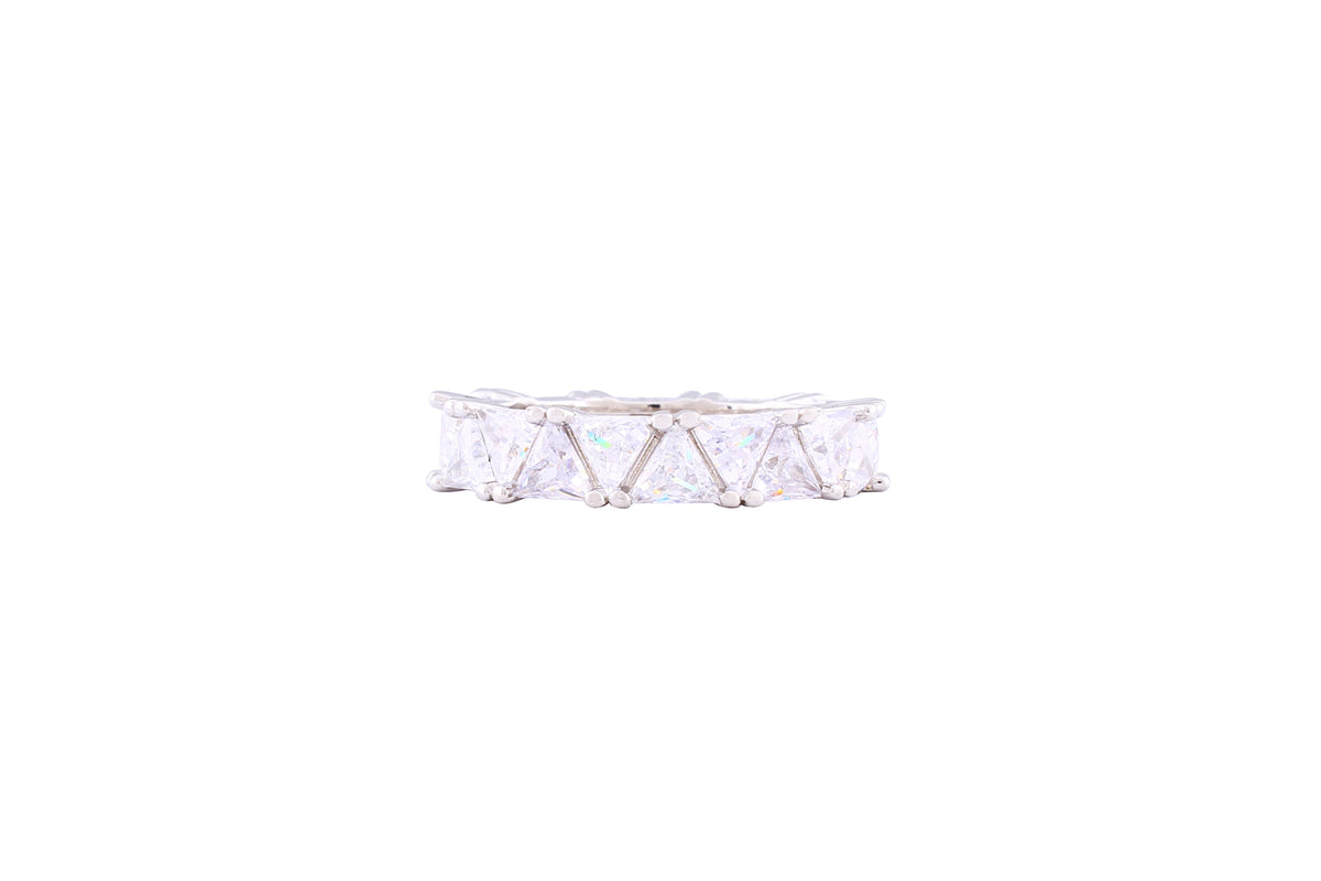 Asfour Band Ring With Triangle Zircon Stones In 925 Sterling Silver RR0313-7