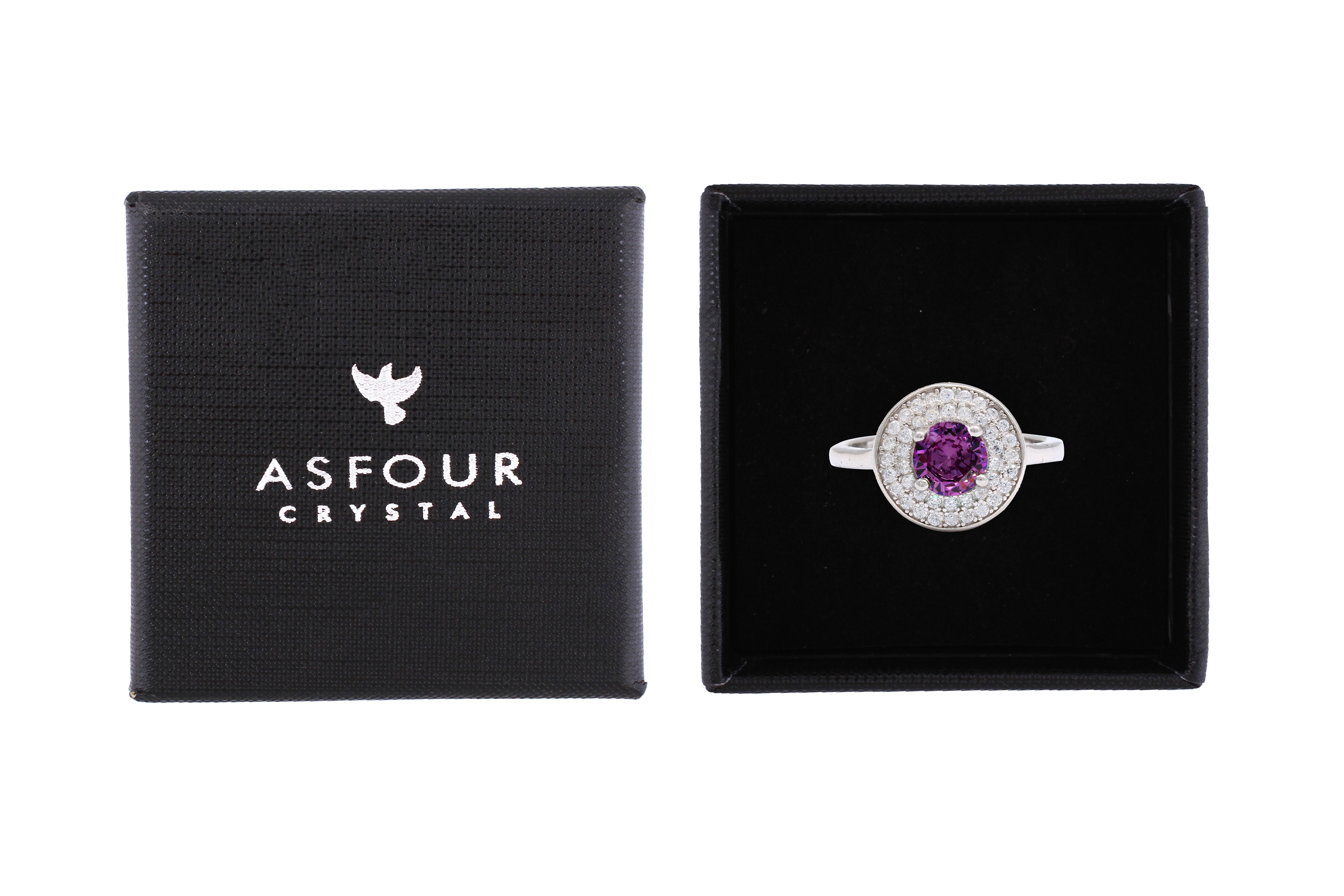 Asfour Halo Ring With Tenzanite Round Design In 925 Sterling Silver RR0330-N-7