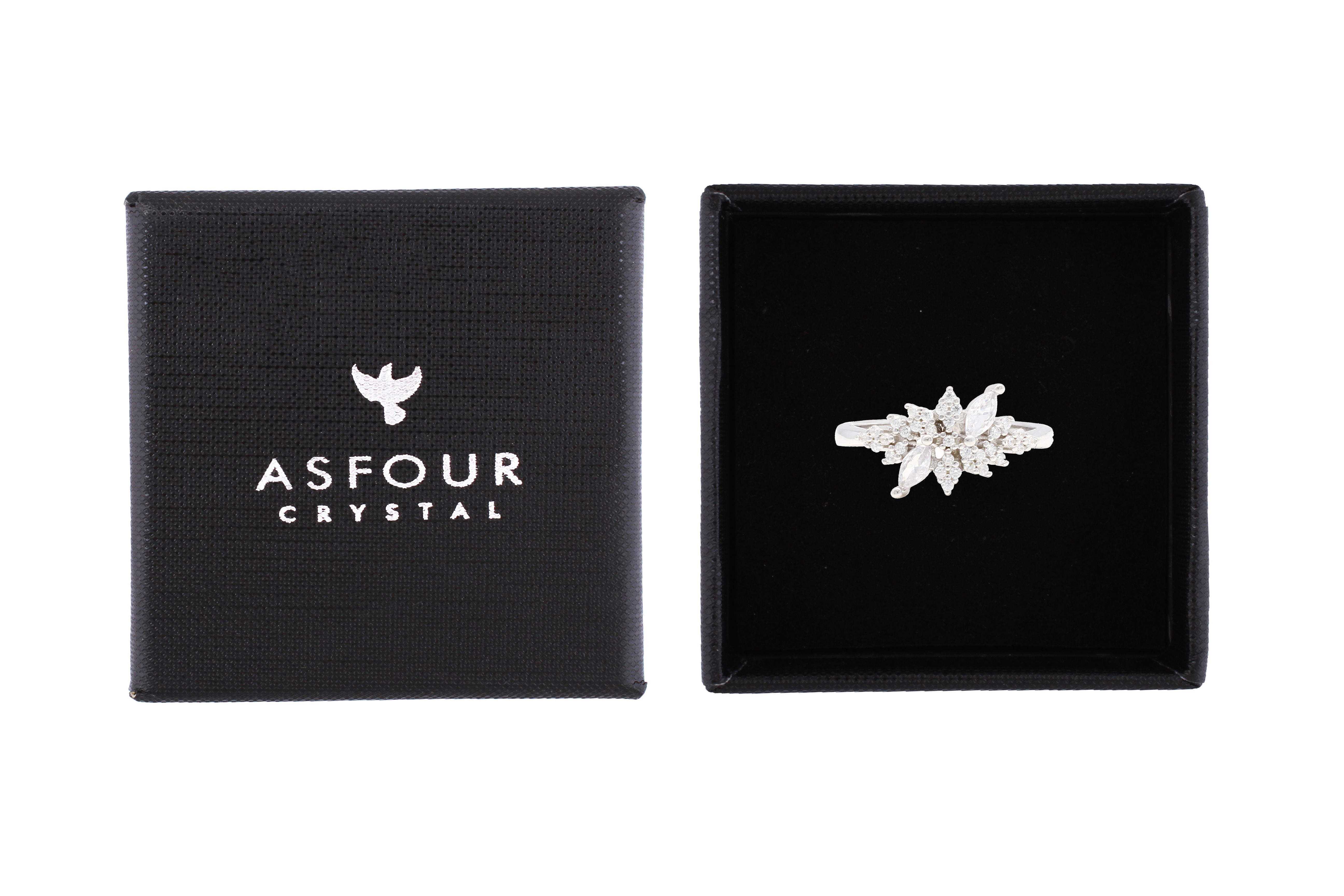 Asfour Cluster Ring Inlaid With Zircon Stones In 925 Sterling Silver RR0340-8