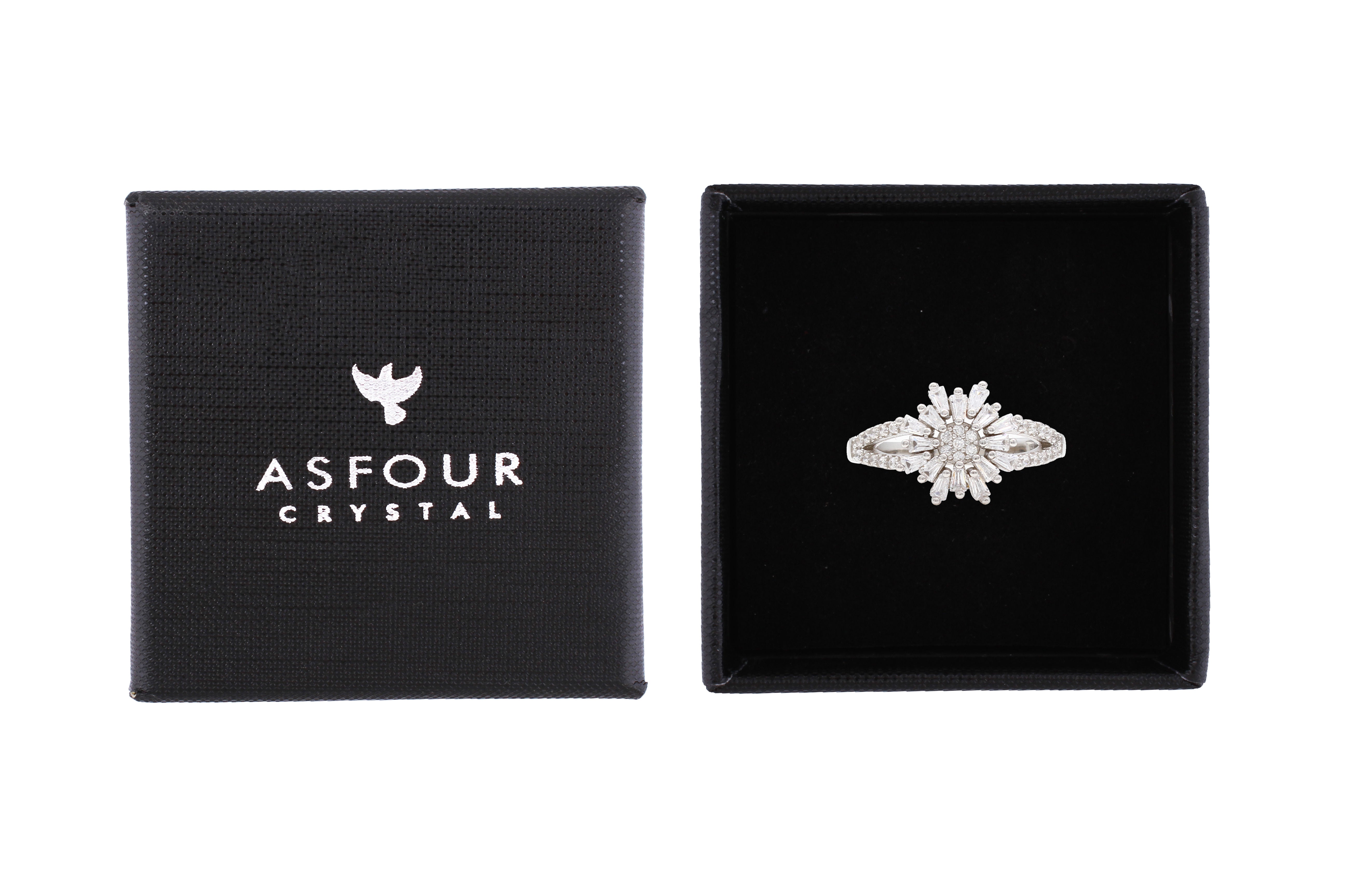 Asfour Cluster Ring Inlaid With Starburst Design In 925 Sterling Silver RR0345-7