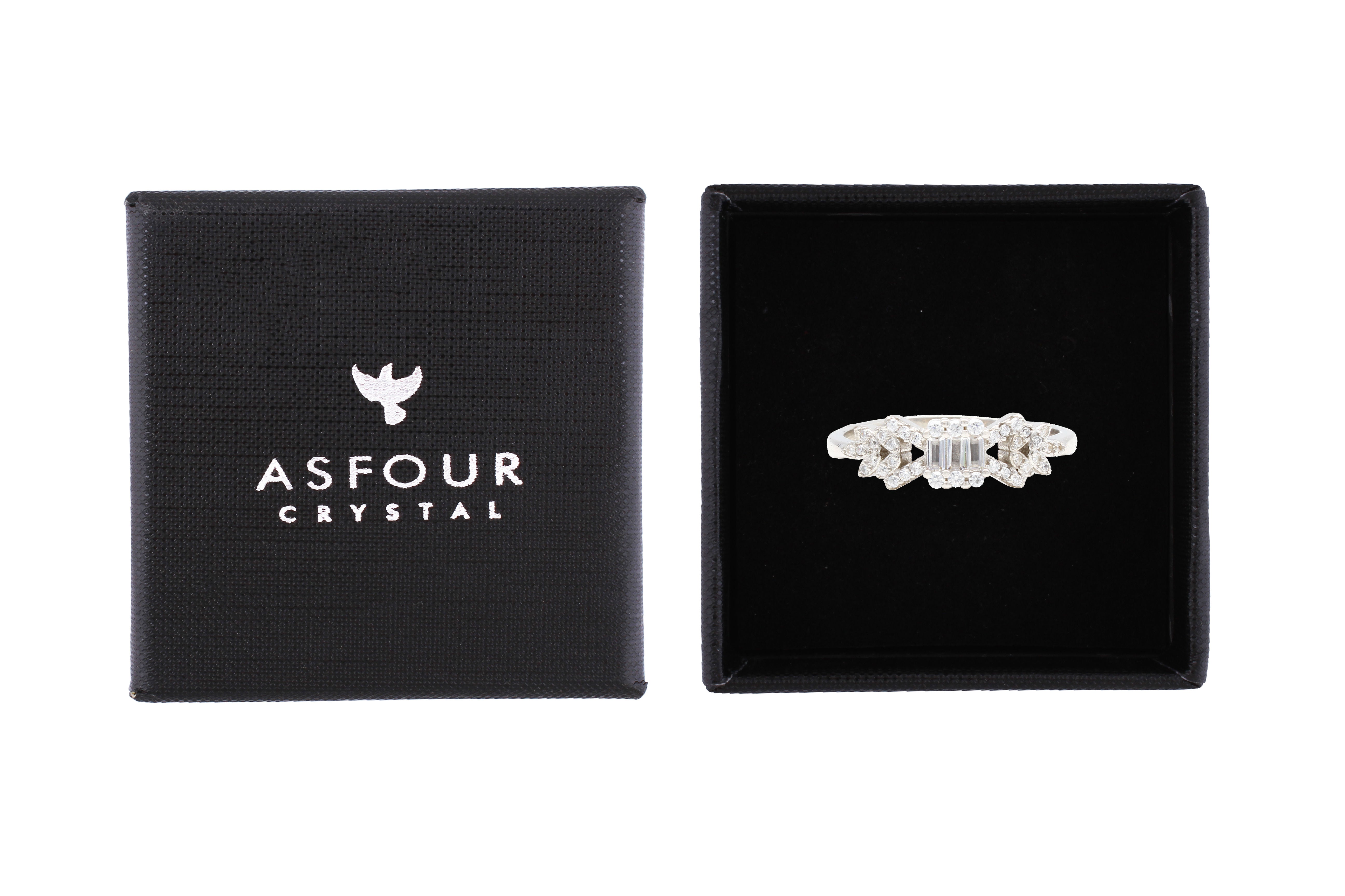 Asfour Cluster Ring With Art Deco Design In 925 Sterling Silver RR0346-9