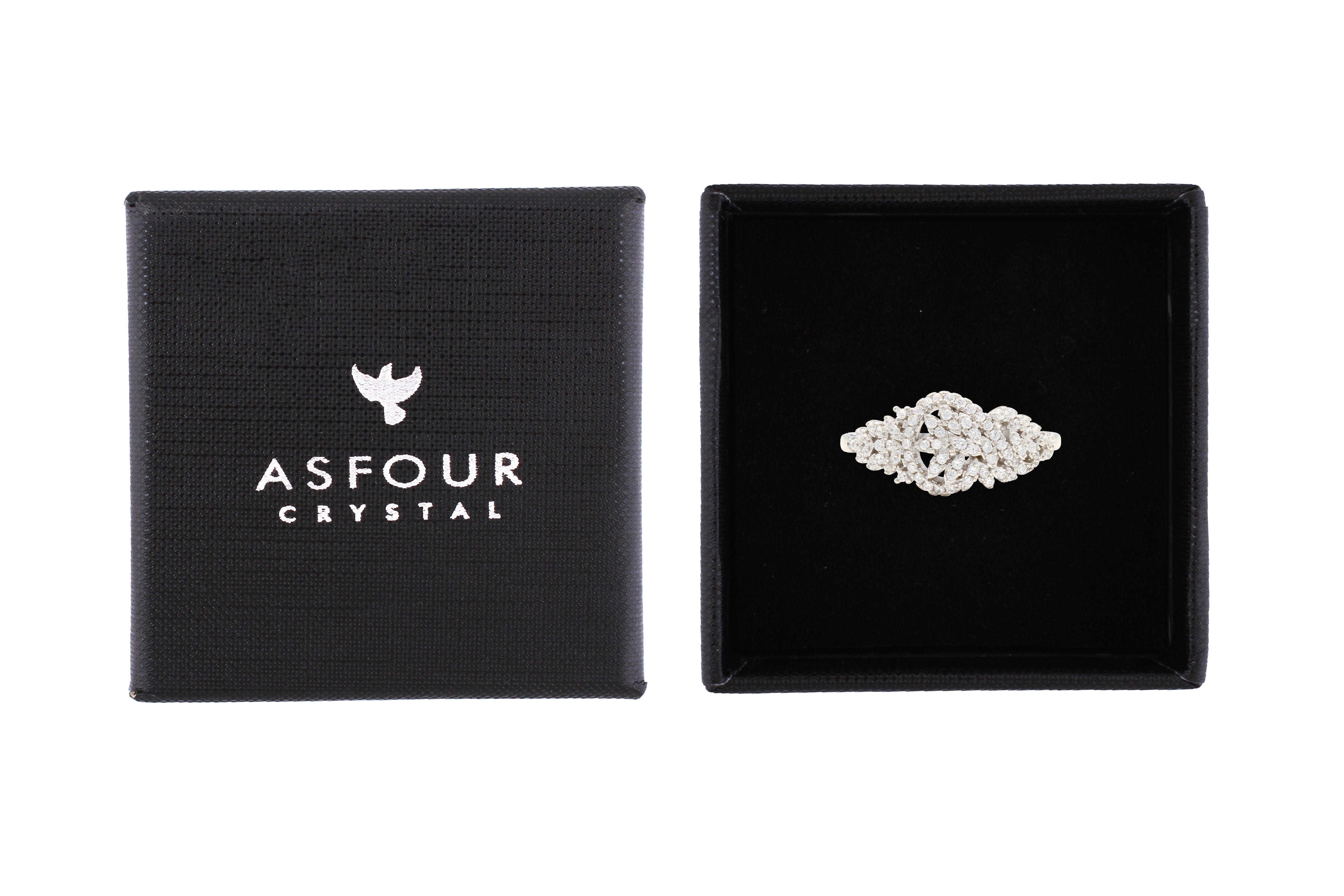 Asfour Cluster Ring With Art Deco Design In 925 Sterling Silver RR0354-9