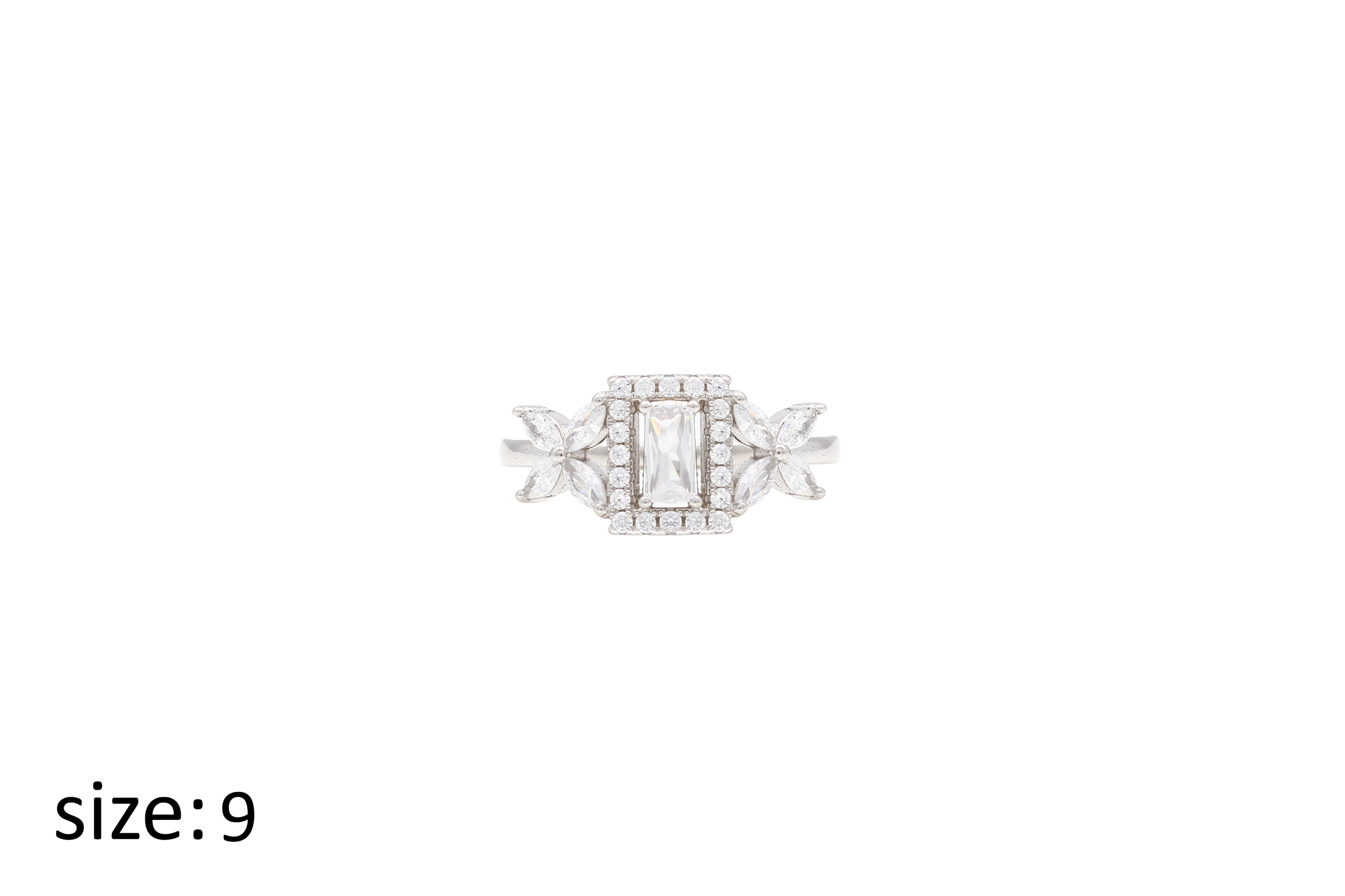 Asfour Cluster Ring With Art Deco Design In 925 Sterling Silver RR0359-9