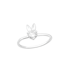 Asfour Zircon Rounded Shape 925 Sterling Silver Ring,Clear