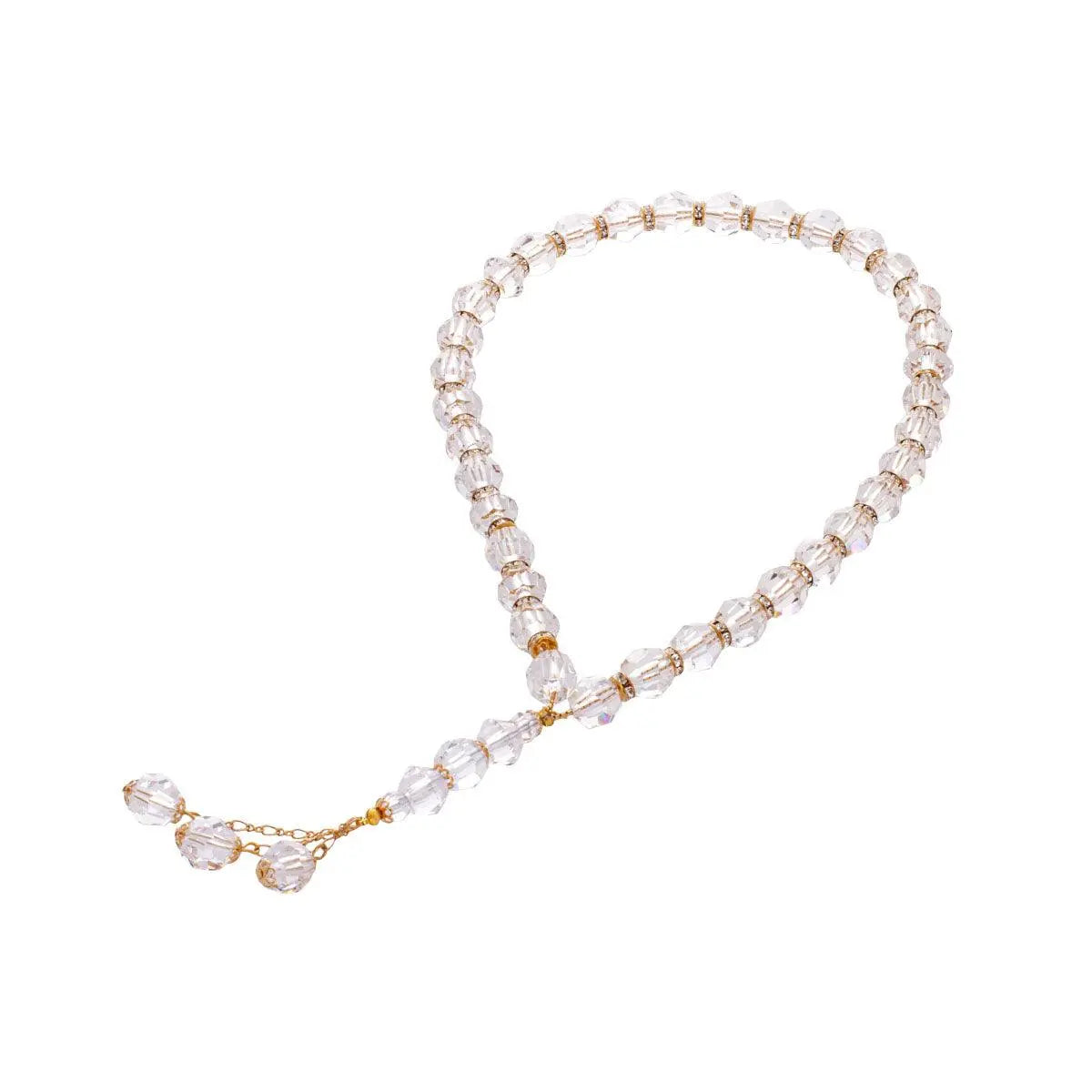 Rosary - Clear  - Gold Separator - Large Bead - Asfour Crystal