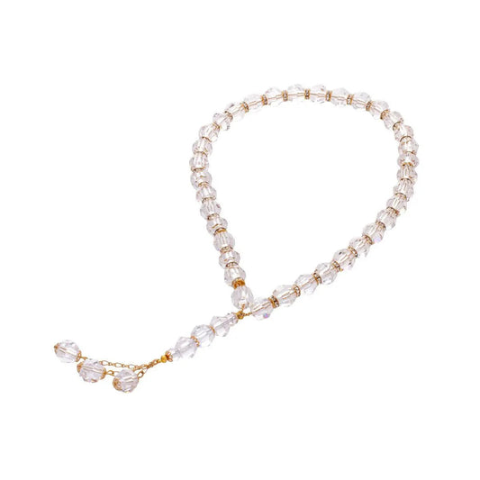 Rosary - Clear  - Gold Separator - Large Bead - Asfour Crystal