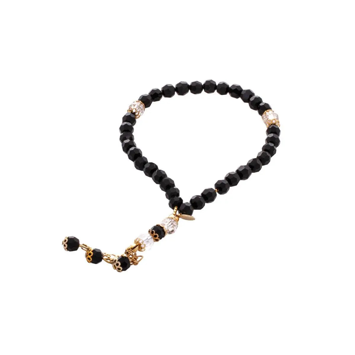 Rosary Black And Gold Separator Crystals Asfour