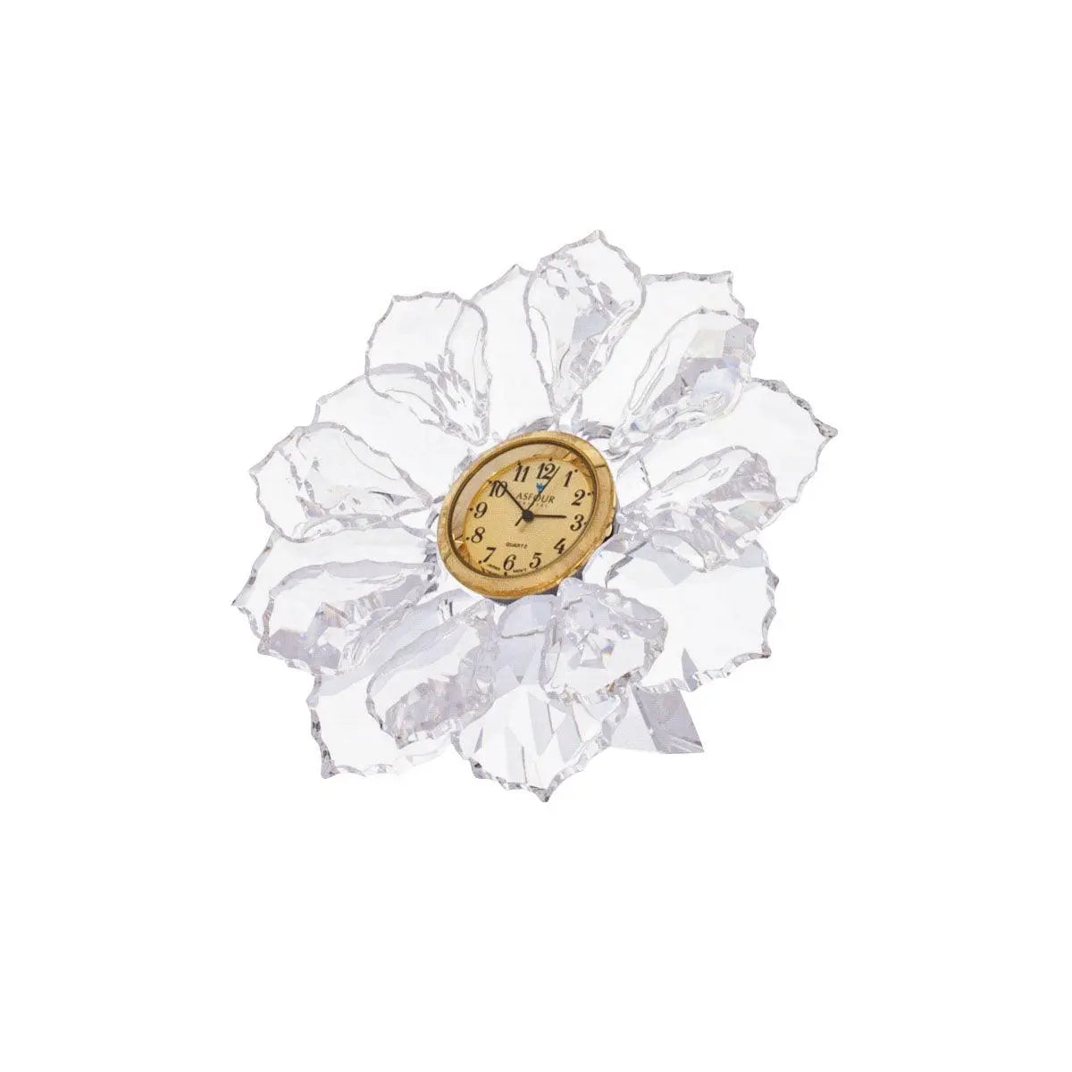 Rose - Clear - Gold Plated - Clock - Asfour Crystal