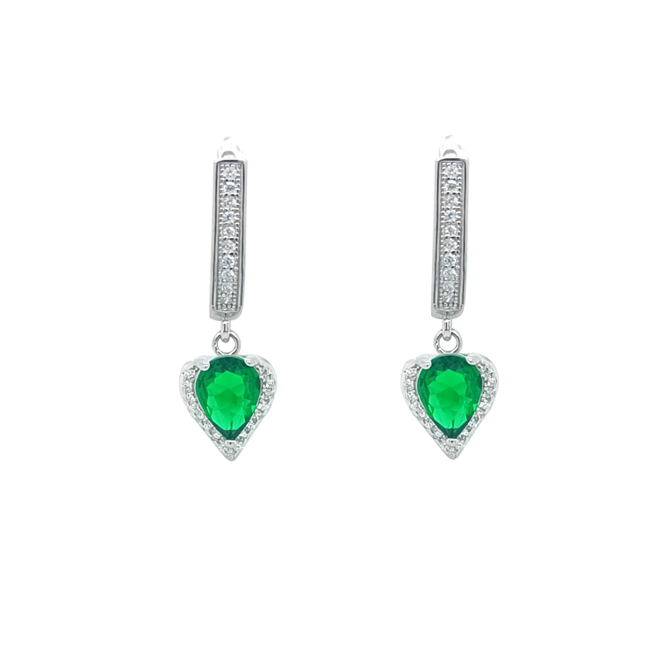 Asfour Crystal  Jewelry Set Of Necklace & Bracelet & Earrings And Ring With Decorative Emerald Pear Design In 925 Sterling Silver-SD0019-G-9