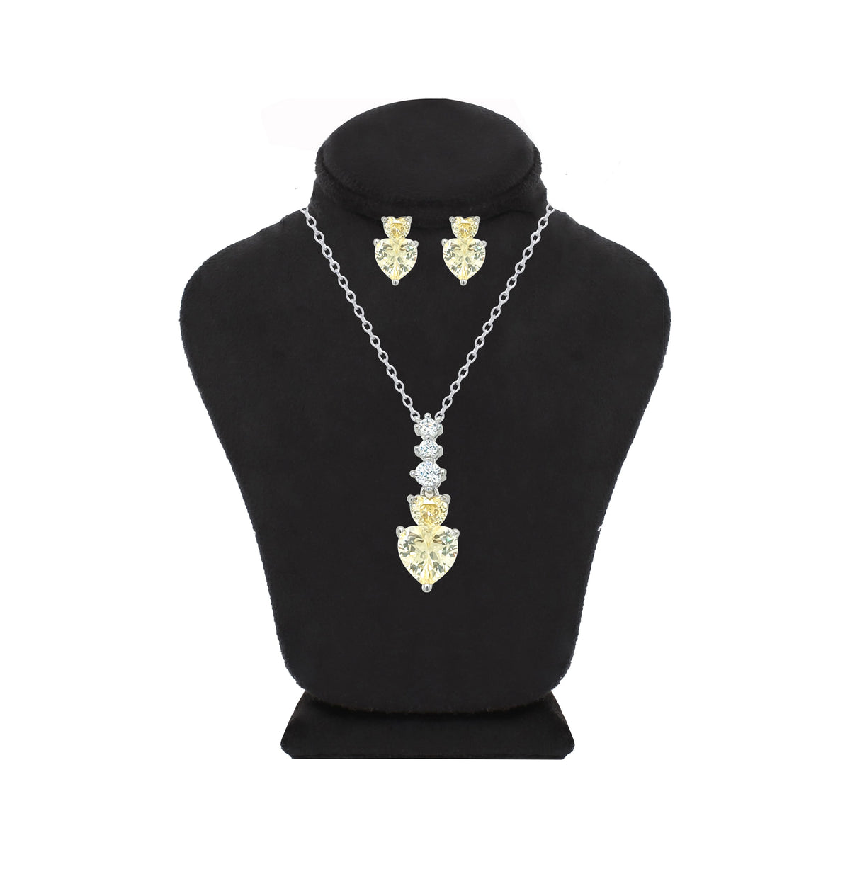 Asfour Crystal Jewelry Set With Yellow Heart Design In 925 Sterling Silver-SD0047-Y