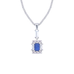 Asfour Crystal Jewelry Set With Decorative Blue Emerald Design In 925 Sterling Silver-SD0050-B-7