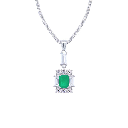 Asfour Crystal Jewelry Set With Decorative Turquoise Emerald Design In 925 Sterling Silver-SD0050-G-9